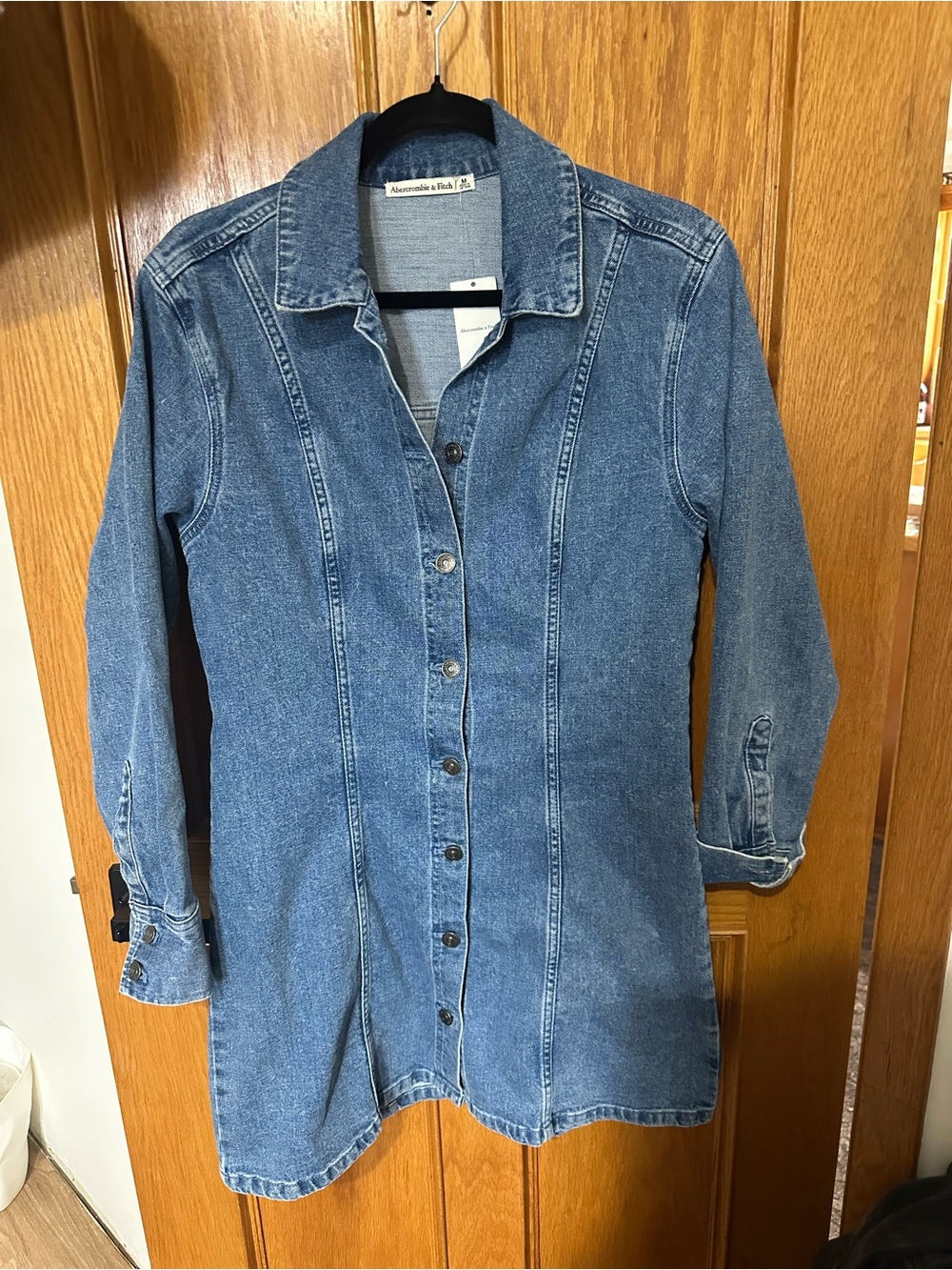Abercrombie & Fitch Women's Blue Denim Button-Front Dress